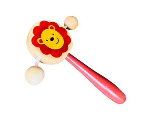 Lion Baby Rattle – Safe & Fun Wooden Toy for Babies