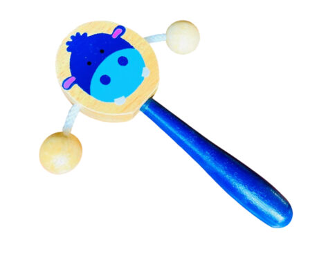Hippo Baby Rattle – A Safe & Fun Wooden Toy for Little Hands!