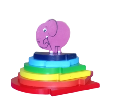Rainbow Elephant Tower - Colorful Wooden Stacking Toy for Kids