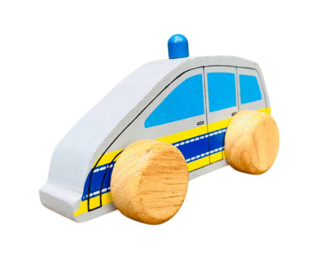 Police Car on Wheels – Wooden Push Toy for Kids | Safe & Eco-Friendly