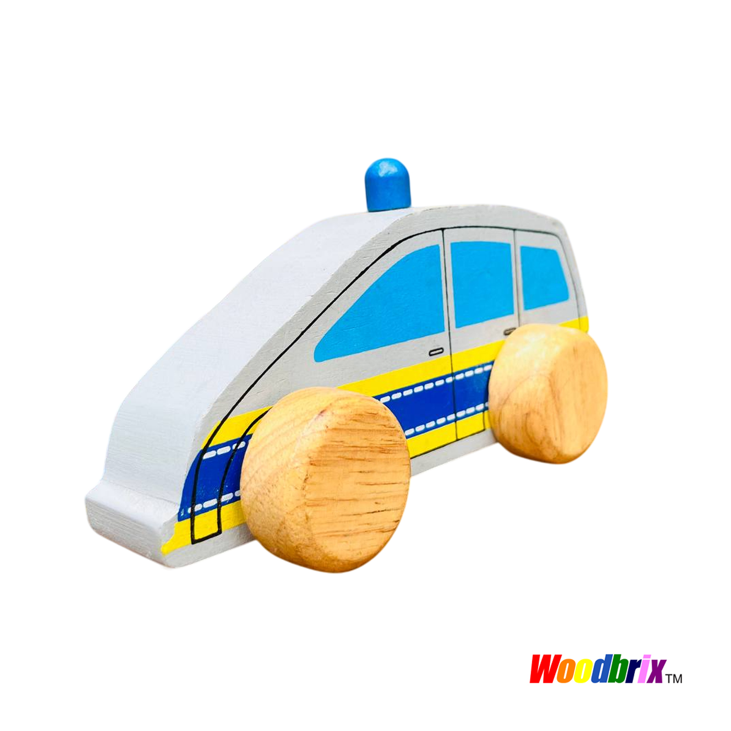 Police Car on Wheels – Wooden Push Toy for Kids | Safe & Eco-Friendly