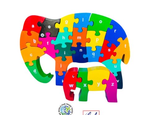 Elephant Alphabet Puzzle with Baby